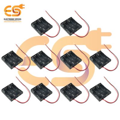 AAA 4 Cell Battery Holder Hard Plastic Case with Wire (1.5V x 4 cells = 6Volt) Pack of 100